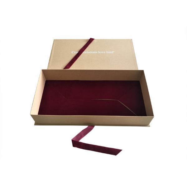 Folding Craft Paper Gift Box Velvet Ribbon Closure For Wedding Dress Packaging