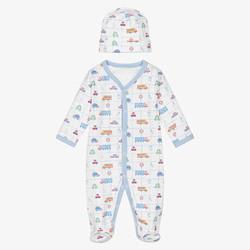 Autumn Newborn Baby Romper with Hat 2pcs Set Long Sleeved Printed Cotton Infant Girl Boy One-piece Jumpsuit