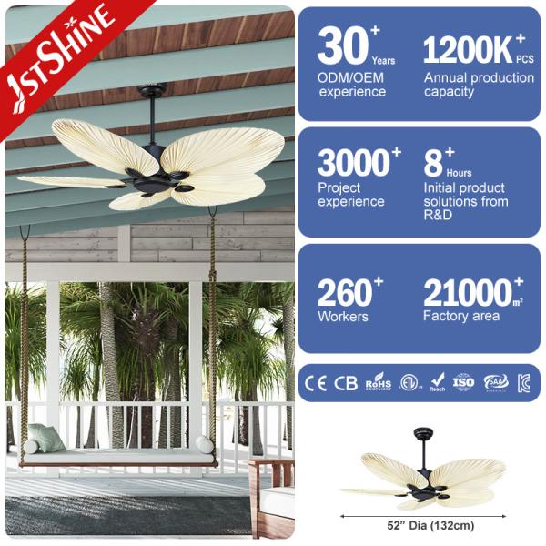 1stshine Decorative Ceiling Fan Villa Exotic Malaysia 5 Palm Blades
