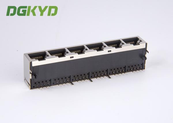 Metal o jaque trapezoide ganged 8P8C do porto rj45 do protetor 6 sem aba do diodo emissor de luz para baixo