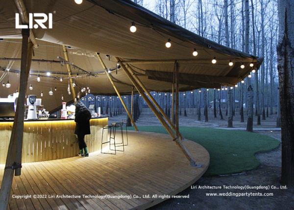 20 / 40 / 72 Seats Wood Pole Withstand Hat Tipi Tents For Wedding Events