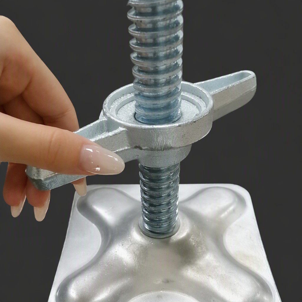 Q235 Steel Adjustable Screw Jack Leveling Foot with Galvanized X-Reinforced Base Plate for Truss Systems