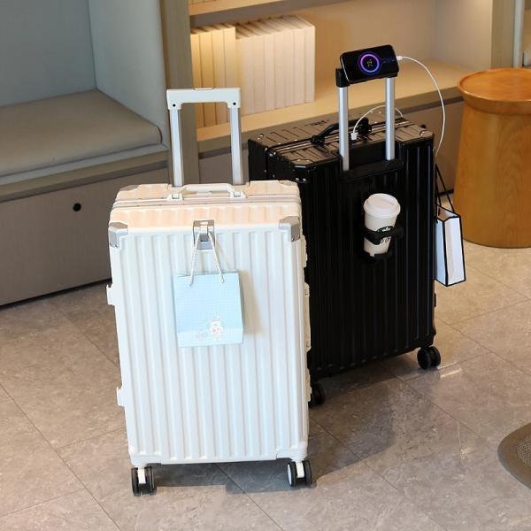 Neoprene Main Material 28 Rechargeable Aluminum Frame Spinner Suitcase for Large Capacity and Multifunctional Boarding