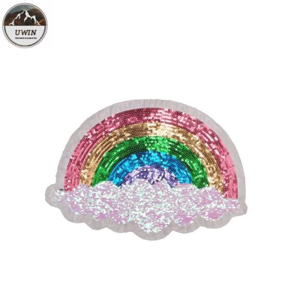 Colorful Rinbow Cloud Reverse Sequin Patch With Pin / Stick / Iron On Backing
