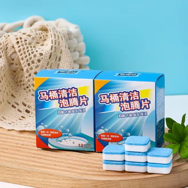 12 comprimés/ boîte Nettoyage des toilettes jetables Comprimés effervescents Parfum solide élimine les odeurs Comprimés nettoyants des toilettes