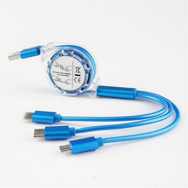 Iphone mobile 3 In 1 Retractable Charging Cable Charger Cord Custom Made USB Cables