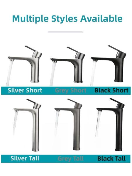 Premium Gray Hot Cold Wash Basin Faucet Single Handle Pressure Resistance