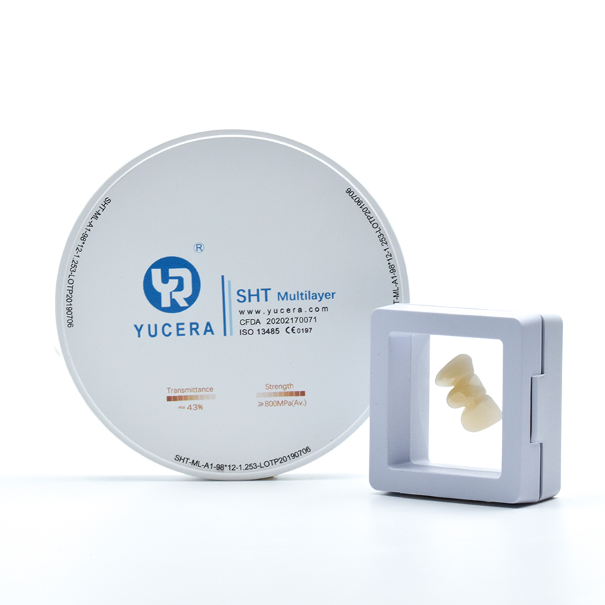 Highly Aesthetic Effect Dental Zirconium Blank SHT Multilayer 100 Powder in Dental Lab Use for Making Perfect Denture