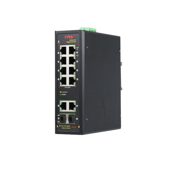 12 Port Gigabit Industrial PoE Switch 24Gbps Switching Capacity For Surveillance Networks