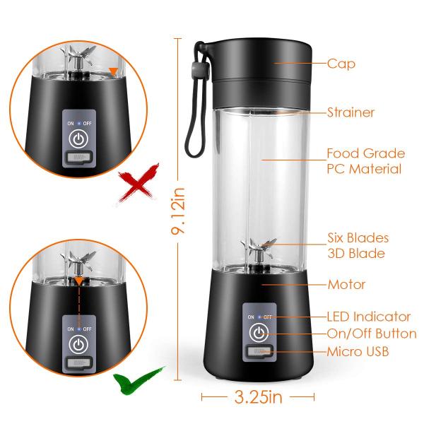 Silicone PC Electric Mini Ice Bottle Blender Home USB 2/4/6 Blades Juicer Cup Machine