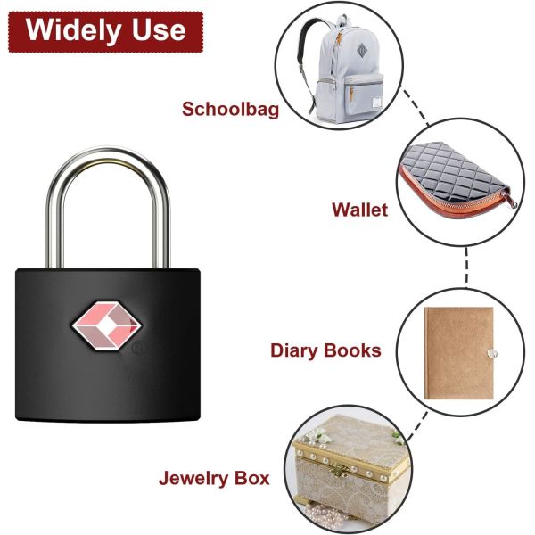 TSA Brass Luggage Locks with Keys Anti-Theft Padlock RARLUX Model TSA9020 for Suitcases Gym Lockers Laptop Bags Travel Etc