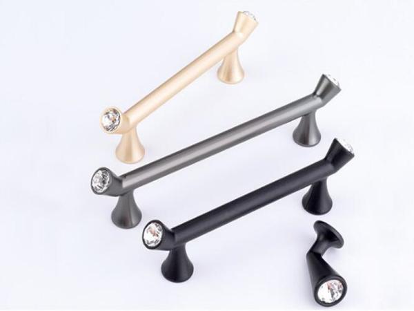 Gold diamond   Drawer Handles And Knobs 96mm Black Dresser Pulls acrylic kitchen cabinet handle