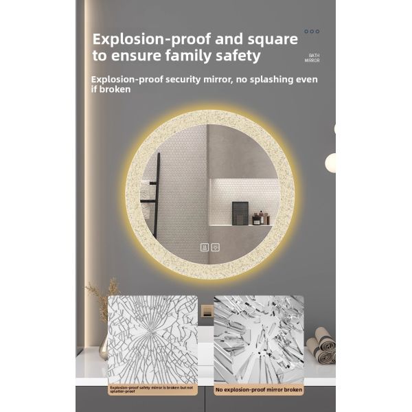 Modern Design Smart Round LED Lighted Bathroom Makeup Mirror with Touch Switch for Home Hotels Commercial Use for Apartments