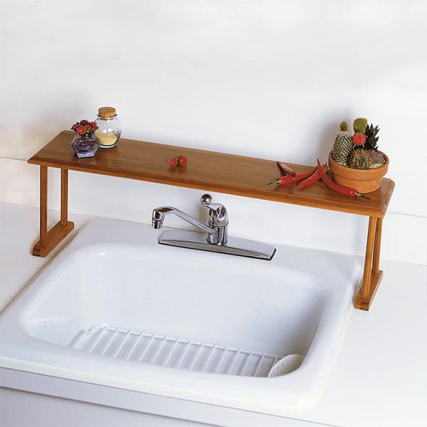 Multi Function Dish Drying Rack Over Wood Kitchen Sink Shelf Organizer for Sustainable
