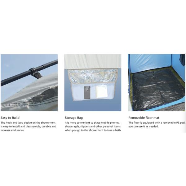 160*160*240CM Blue Waterproof 210T Polyester Pop Up Privacy Tents With UV Protection For Camping And Outdoor Events