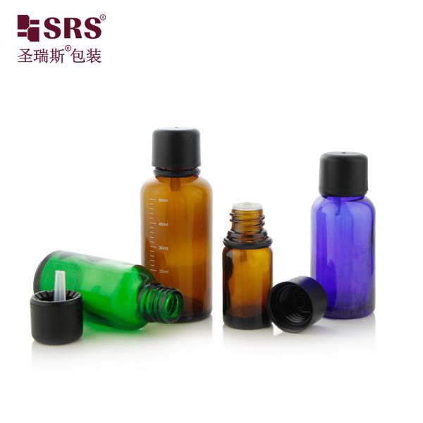 G007 Round Glass Bottle With Screw Cap Vertical Dropper Insert Tamper Evident Cap Custom Color Liquid Oil Packaging