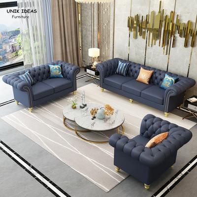 Otomano secional de couro azul preto contemporâneo de Sofa Living Room Leather With