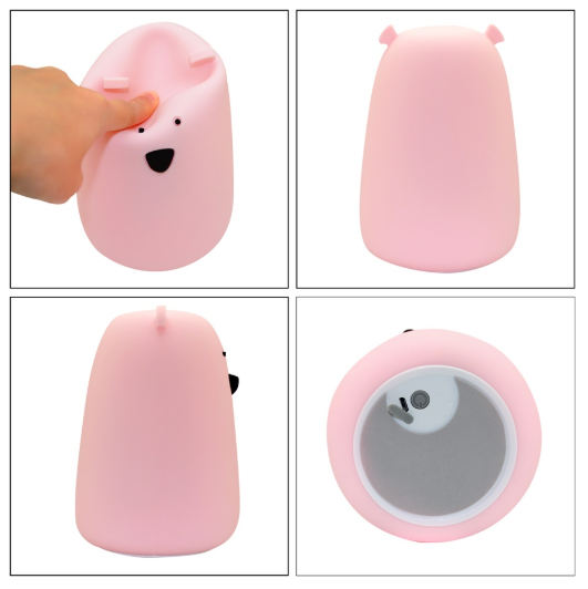 Silicone 5500K Bedroom LED Night Light , OEM Bear Bedside Lamp