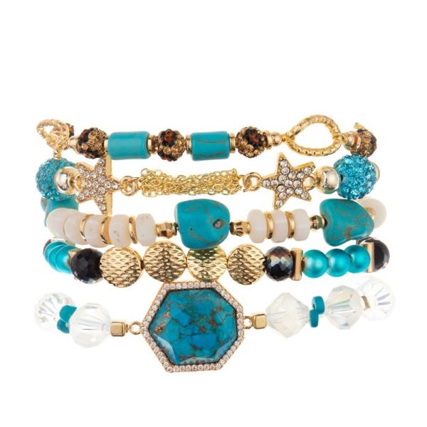 Bracelete ajustável dos grânulos feitos a mão elásticos da amizade da estrela do ouro para o presente