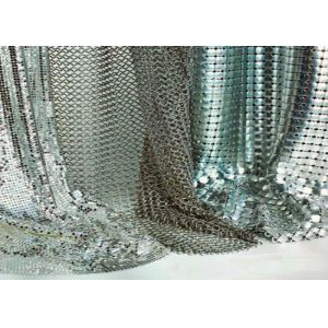 Gold / Silver Sequin Mesh Fabric , 3x3mm Decorative Metallic Mesh Fabric For