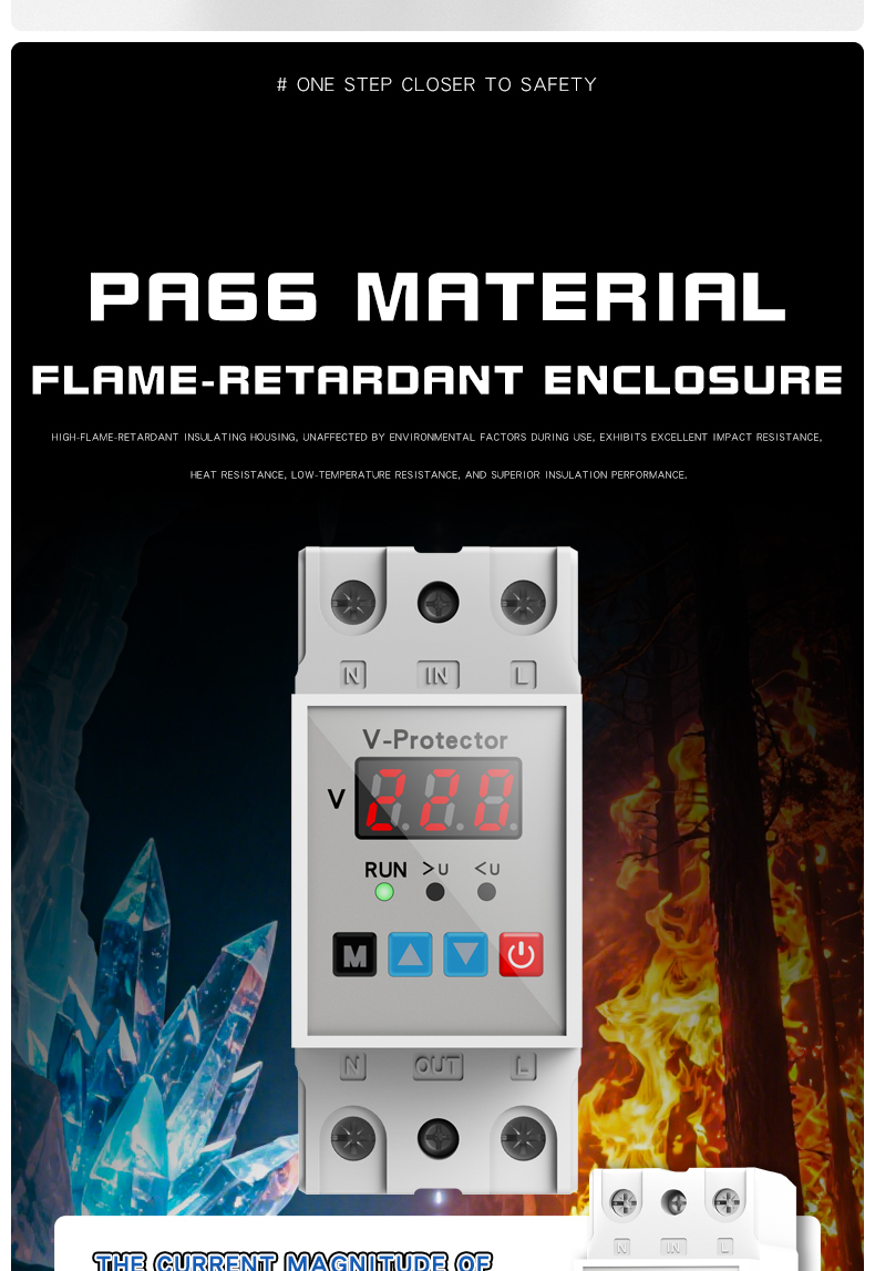 ZS1-V-63a single-display over/under voltage protector, adjustable self-resetting current-limiting protector, overcurrent 43A, overvoltage 220V