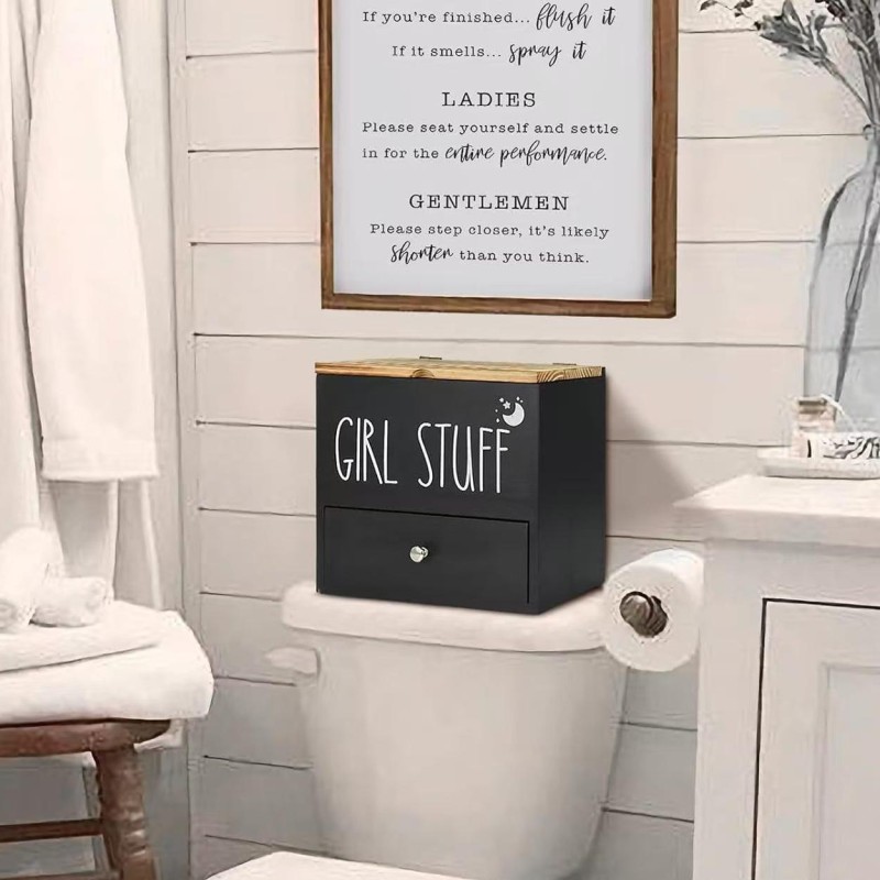 Wooden Clamshell Storage Box Laundry Coagulant Storage Box Household Solid Wood Sanitary Napkin Storage Box