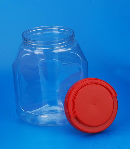 Colorful Cover Transparent Plastic Jar , Large Capacity Food Storage Can