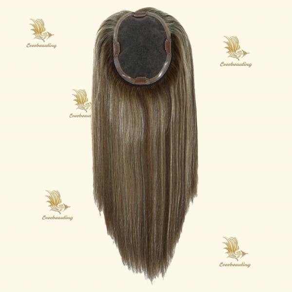 Muti-Color Silk Top Human Hair Topper with Bangs Length 16 inch
