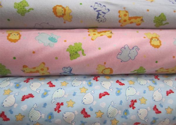 Pure Organic Cotton Flannel Fabric For Pajama Cartoon Double Brushed And Printed
