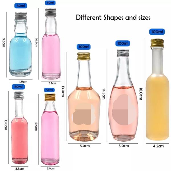 ボディ素材 ガラス 30ml 40ml 50ml 100ml ミニボトル 飲料用 ジュース ワイン スピリット