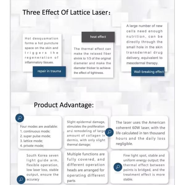 60W Co2 Fractional Laser Beauty Machine Lattice Laser 10600nm Light Guide Arm