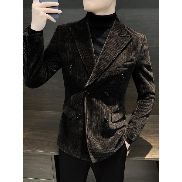 Customized Logo Printing Chenille Men's Winter Double-Breasted Suit Jacket Business