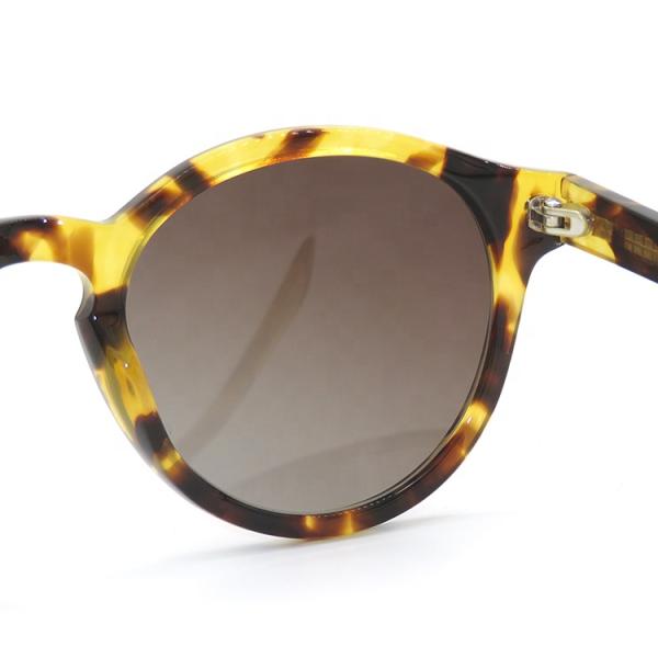 Round Fashion Sunglasses Polarized Tortoise Acetate Sunglasses For Eye Protect