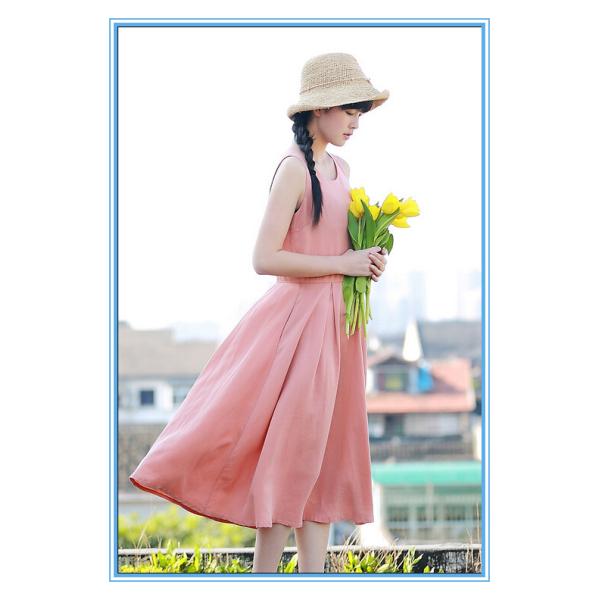 Новейший стиль простой без рукав шифон дизайн однокомнатный летнее платье для леди