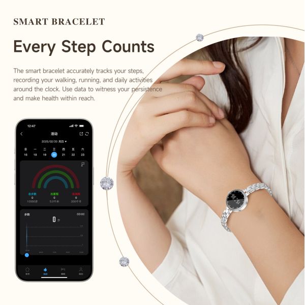 L6 Smartwatch Zinc Alloy Heart Rate Monitoring Answer Call Menstrual Cycle Management Women's IPS Display IP67 Waterproof