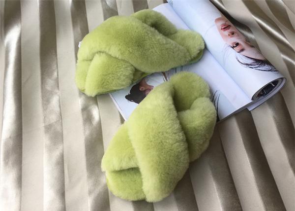 Real Open Toe Sheep Wool Slippers Rubber Sole Sheepskin Fur For Winter