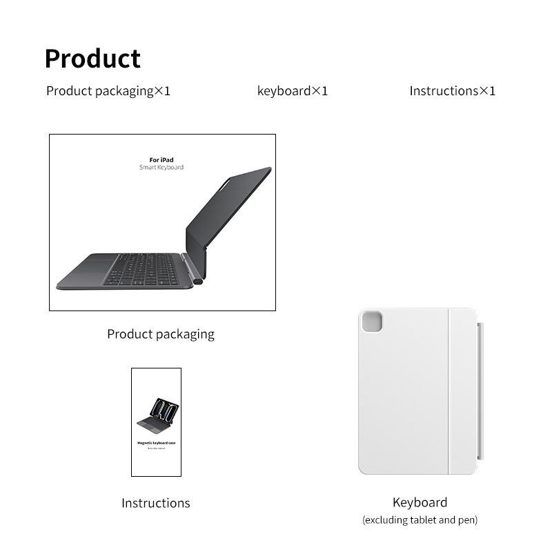 Custom Logo Magic Keyboard Case for iPad Aluminum Alloy Panel 7-Color Backlit Multi-Touch Trackpad Voice Input