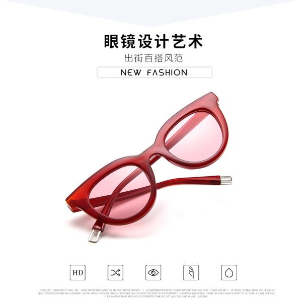 UV400 Round Women Retro Ladies Oval Sunglasses Acrylic Lens