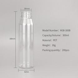 12oz Empty PET Plastic Juice Bottles With Screw Cap For Beverage