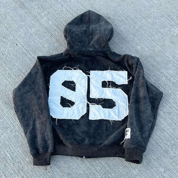 Moderna Acid Wash Hoodie Vintage con cremallera con capucha Logotipo personalizado