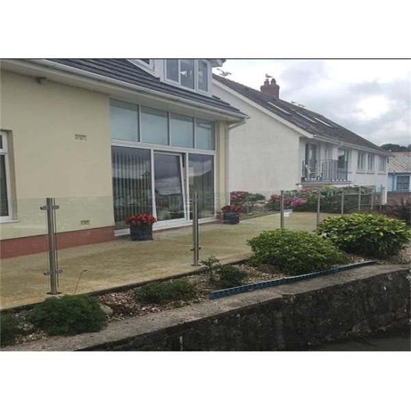 Frosted Tempered Stainless Steel Glass Railing With Satin / Mirror Finish