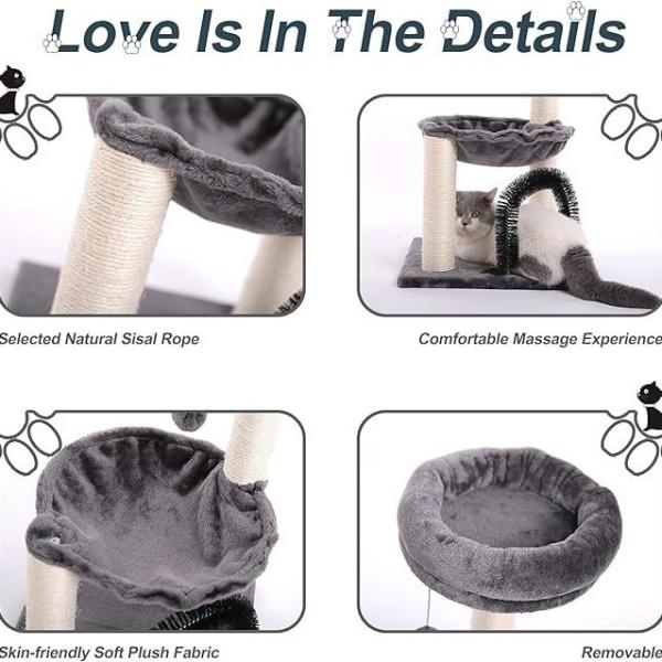 Natural Sisal Cat Trees Scratching Post Multi-Level Platform Cat Tower for Large Cats