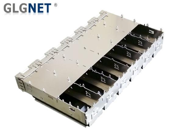 Piggyback SFP Cage Connector 1x6 Ganged Heat Sink EMI Cage For 10G Network