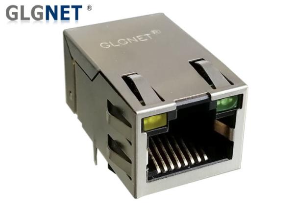 1G Tab Up Single Port Ethernet Lan Rj 45 Connector , Rj 45 Network Jack LED PA46 Housing