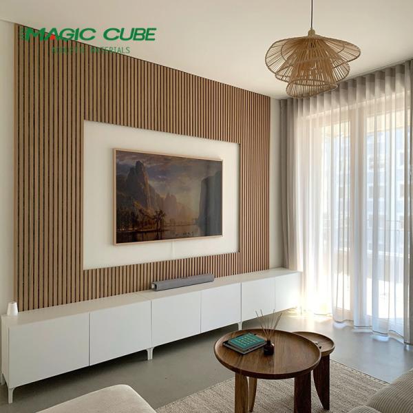 Lightweight MDF Polyester Fiber Wood Slat Wall Panels For Acoustic Control