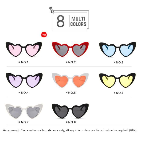 Plastic Designer Female Lady Fashion Heart Sunglasses Multi Colors 155MM