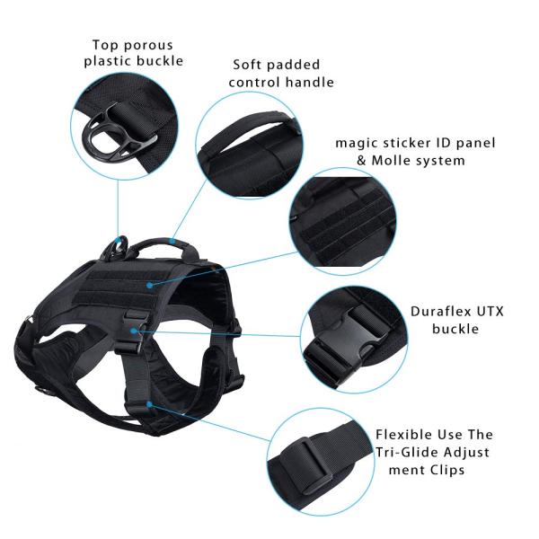 Tactical Nylon Dog Harness Military K9 No Pull Pet Adjustable Training Vest