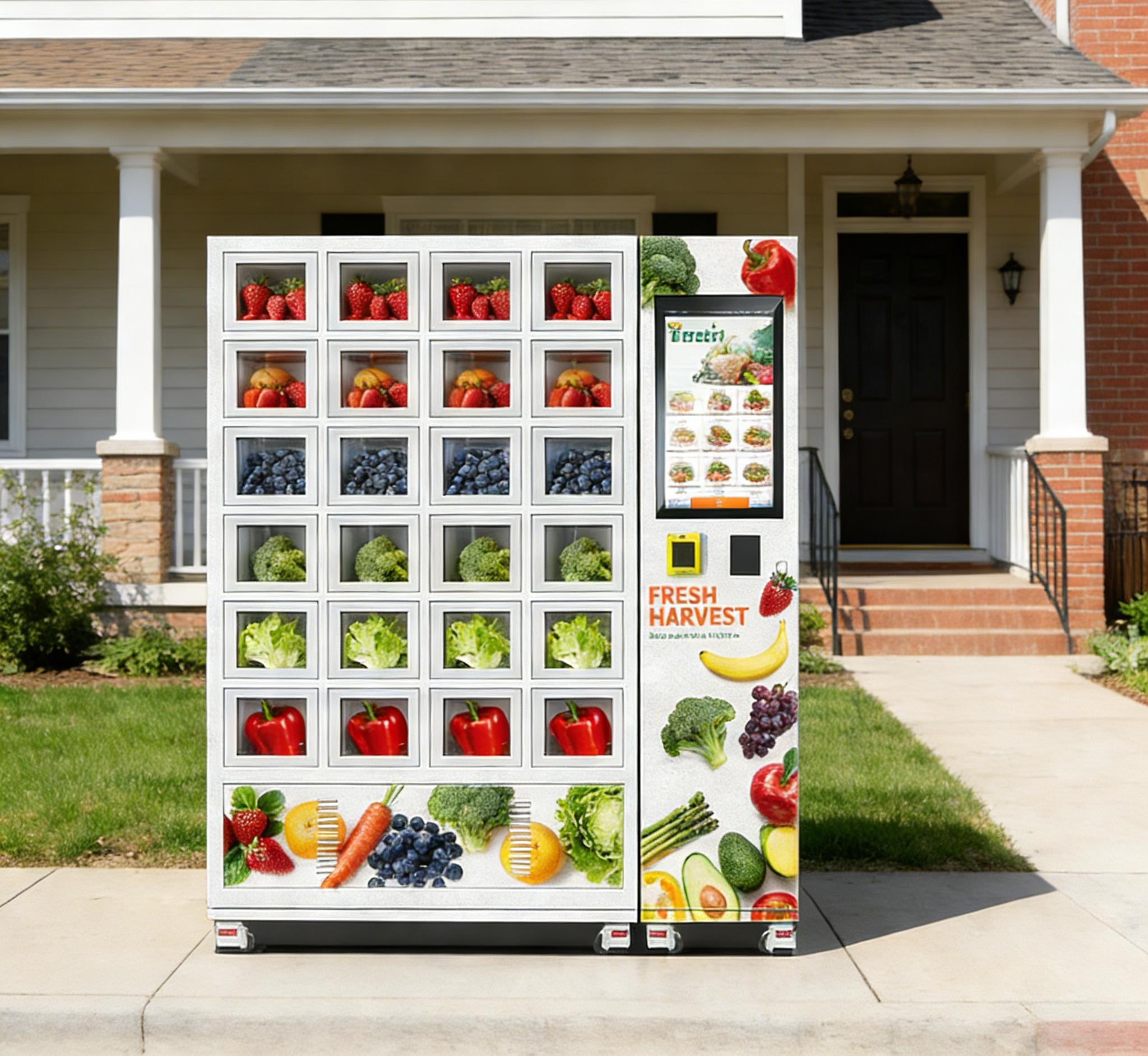Halo 24 grid smart vending locker thickened galvanized sheet outer shell and three-layer glass door with cooling system ﻿