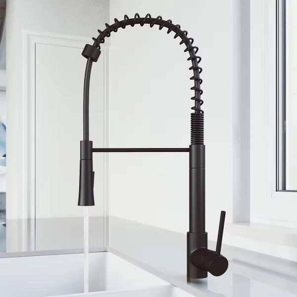304 Stainless Steel Pull Out Faucet for Kitchen Modern Design Style Deck Mounted