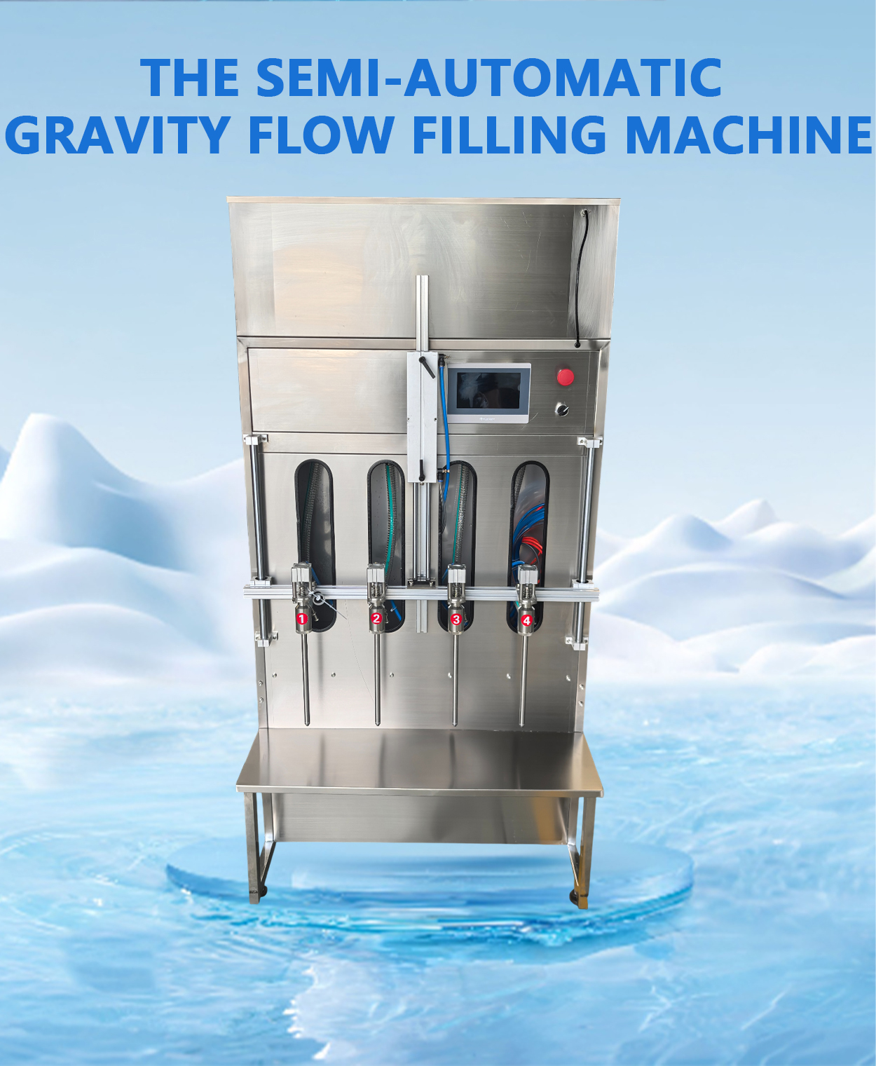 Semi Automatic Gravity Flow Filling Machine 316L Stainless Steel for Low Medium Viscosity Liquid